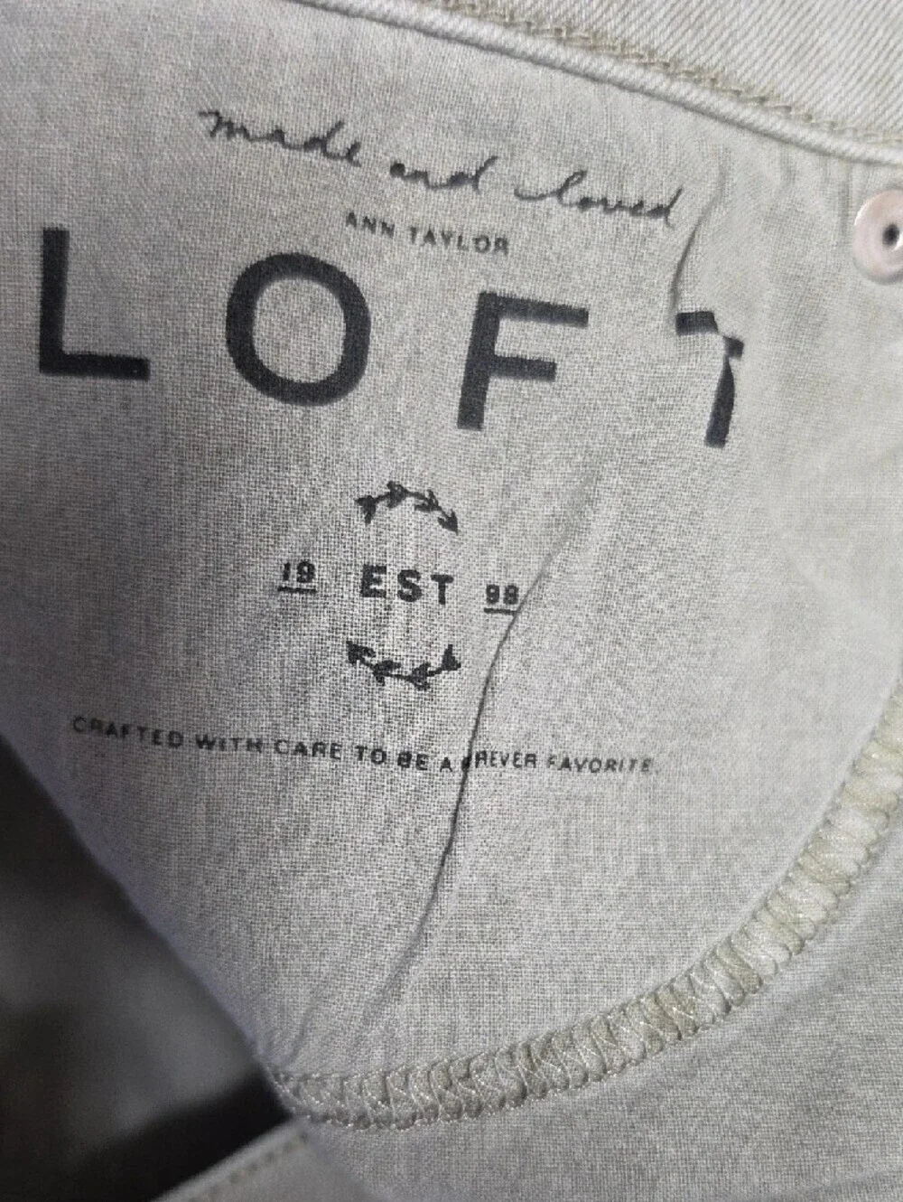 LOFT Olive-Cream Skinny Cropped Jeans sz 14